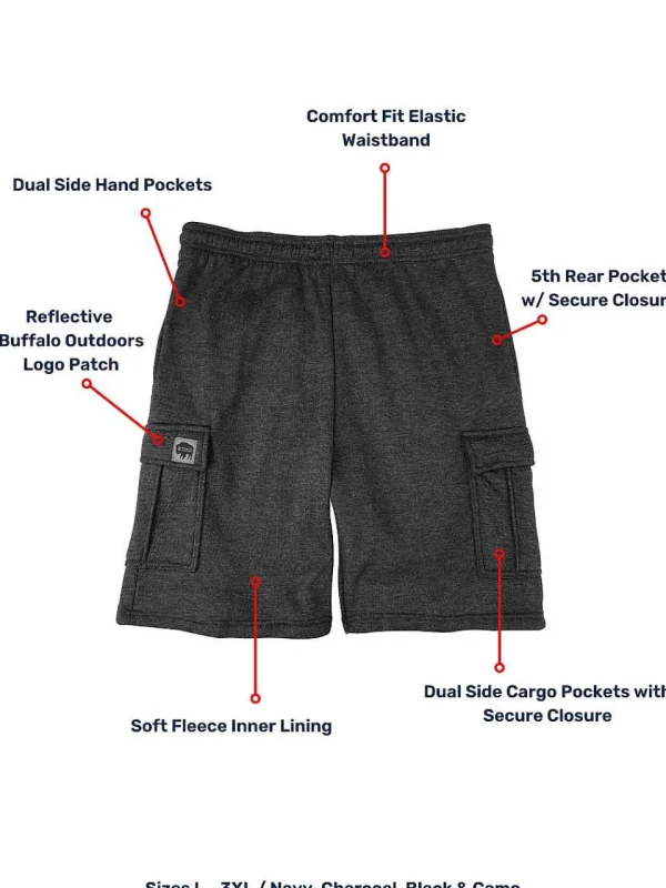 Buffalo Outdoors Men's Shorts^® Workwear Fleece Lined All-Season Shorts-Charcoal