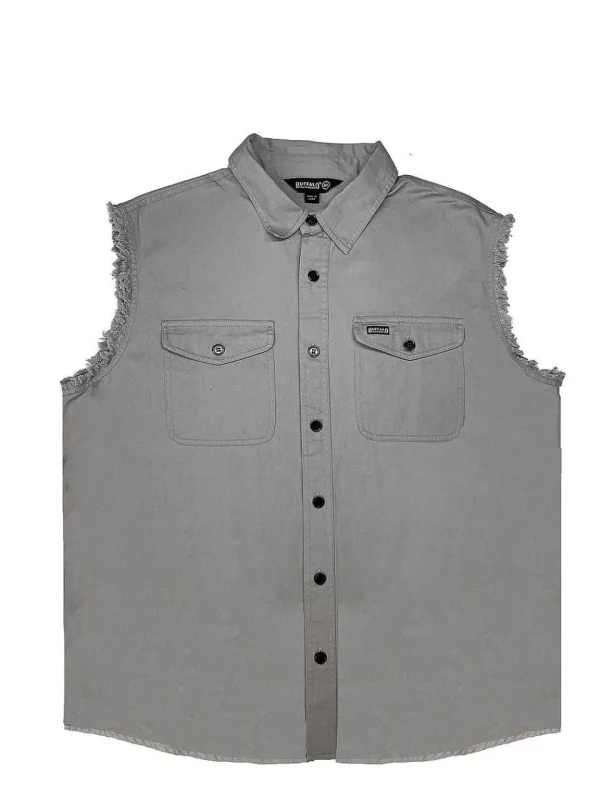 Buffalo Outdoors Roadwear^® Workwear Men's Sleeveless Biker Shirt- Ash Grey