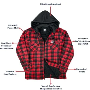 Buffalo Outdoors Hoodies & Sweatshirts For Men^® Workwear Sherpa Lined Hooded Fleece-Red Plaid