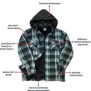 Buffalo Outdoors Hoodies & Sweatshirts For Men^® Workwear Sherpa Lined Hooded Fleece-Charcoal Plaid