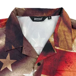 Buffalo Outdoors Button Down Shirts^® Workwear Men's Button Down All-Over Print Camp Shirts -Stars N' Stripes