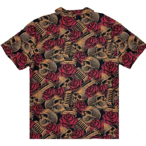 Buffalo Outdoors Button Down Shirts^® Workwear Men's Button Down All-Over Print Camp Shirts -Skulls N' Roses