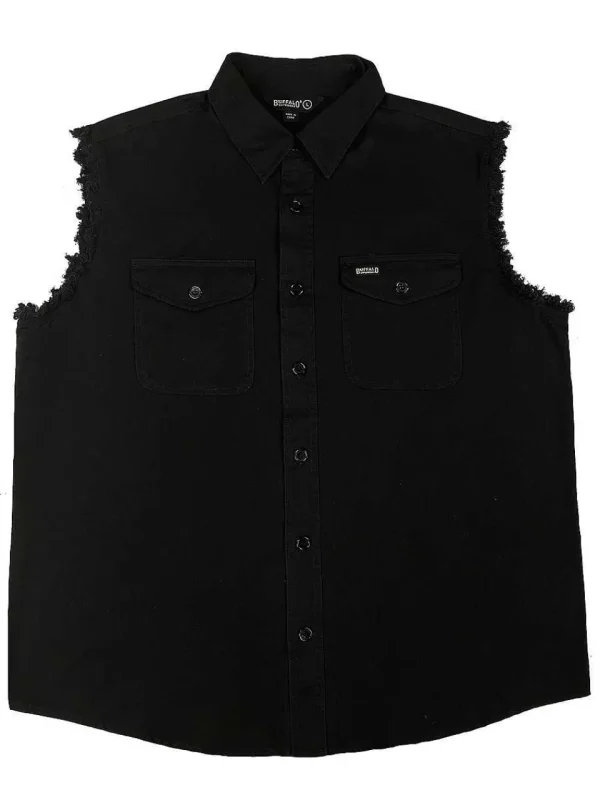 Buffalo Outdoors Roadwear^® Workwear Men's Sleeveless Biker Shirt- Black