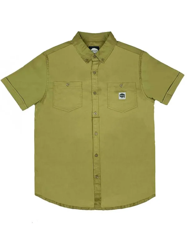 Buffalo Outdoors Button Down Shirts^® Workwear Short Sleeve Button Down Twill Work Shirt-Olive Green