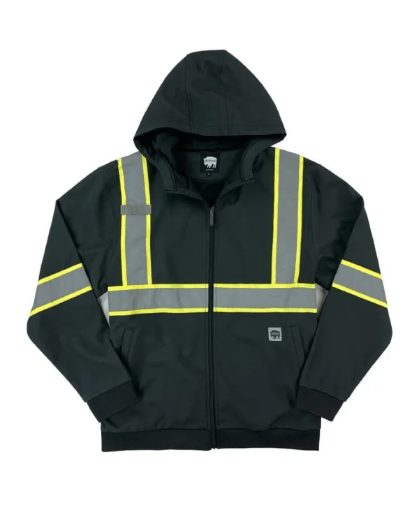 Buffalo Outdoors Men's Jackets^® Workwear Black Reflective Safety Softshell