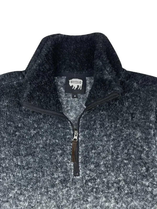 Buffalo Outdoors Tops^® Workwear Women's 1/4 Zip Fade Sherpa-Charcoal