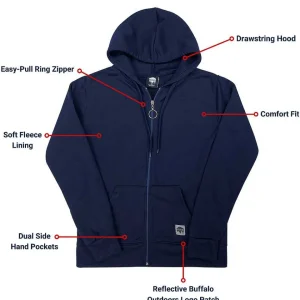 Buffalo Outdoors Tops^® Workwear Women's Hooded Sweatshirt-Navy Blue