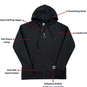 Buffalo Outdoors Tops^® Workwear Women's Hooded Sweatshirt-Black