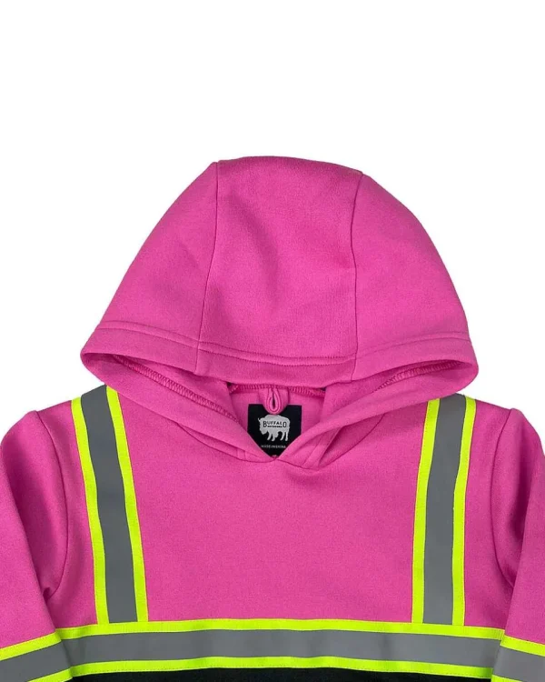 Buffalo Outdoors Hoodies^® Workwear Kid's Hi Vis Pink Reflective Safety Hoodie