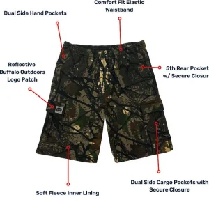 Buffalo Outdoors Men's Shorts^® Workwear Fleece Lined All-Season Shorts-Camo