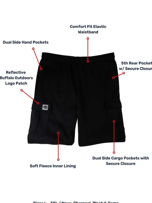 Buffalo Outdoors Men's Shorts^® Workwear Fleece Lined All-Season Shorts-Black