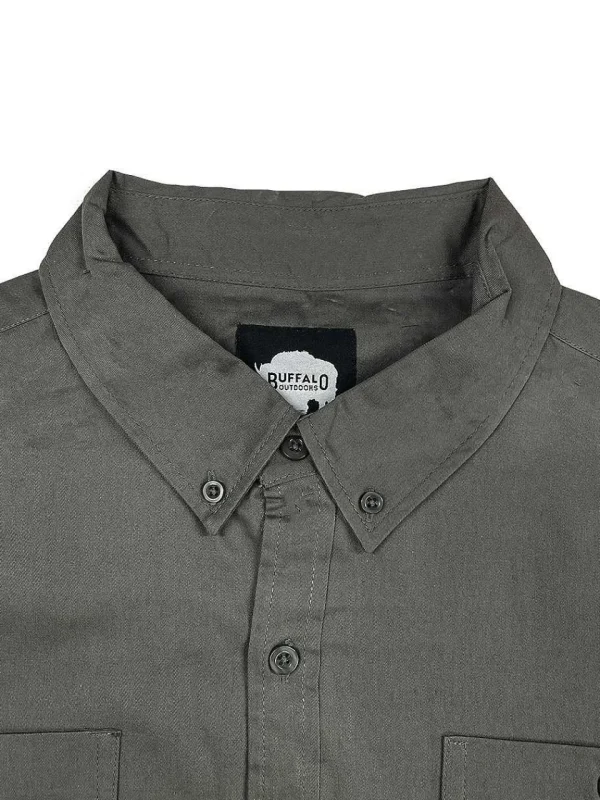 Buffalo Outdoors Button Down Shirts^® Workwear Short Sleeve Button Down Twill Work Shirt-Granite Grey