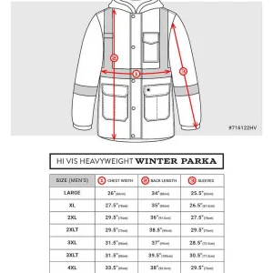 Buffalo Outdoors Men's Jackets^® Workwear Class 2 Hi Vis Safety Winter Parka