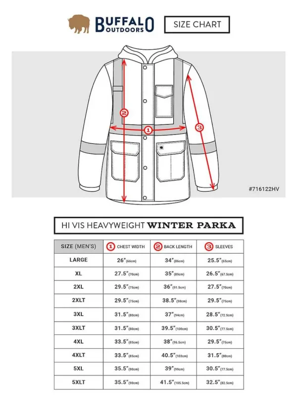 Buffalo Outdoors Men's Jackets^® Workwear Class 2 Hi Vis Safety Winter Parka