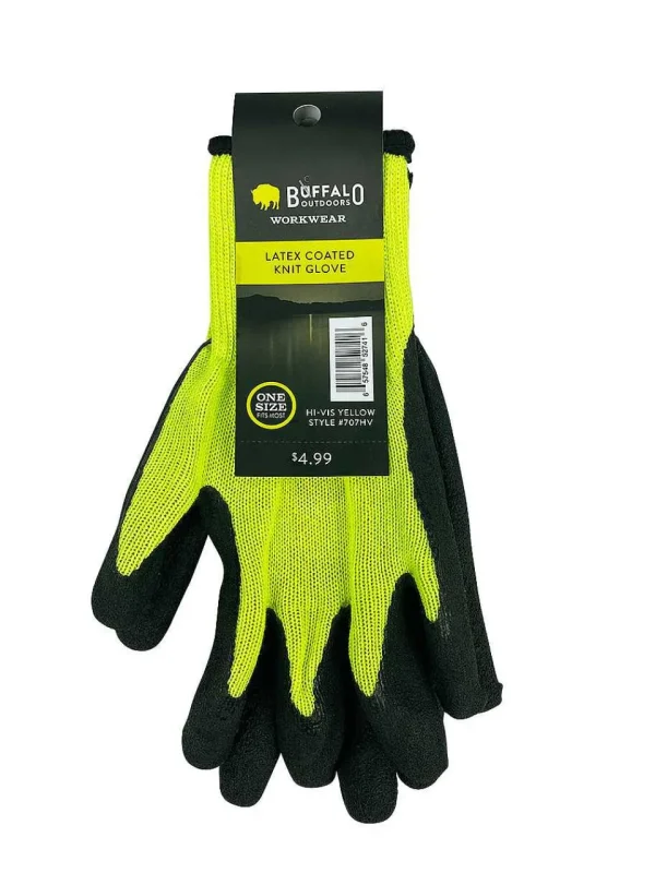 Buffalo Outdoors Gloves^® Workwear Hi Vis Latex Coated Knit Gloves