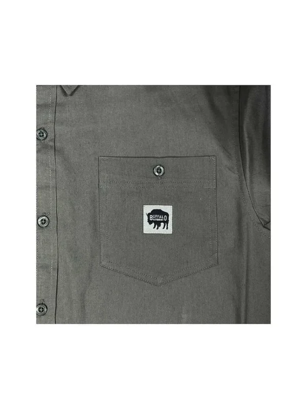 Buffalo Outdoors Button Down Shirts^® Workwear Short Sleeve Button Down Twill Work Shirt-Granite Grey