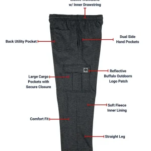 Buffalo Outdoors Pants^® Workwear Fleece Cargo Pants-Charcoal