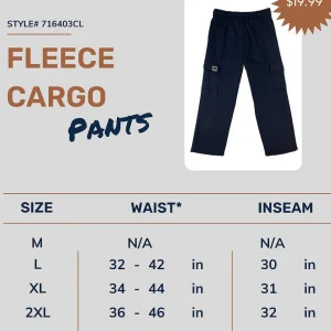 Buffalo Outdoors Pants^® Workwear Fleece Cargo Pants-Navy Blue