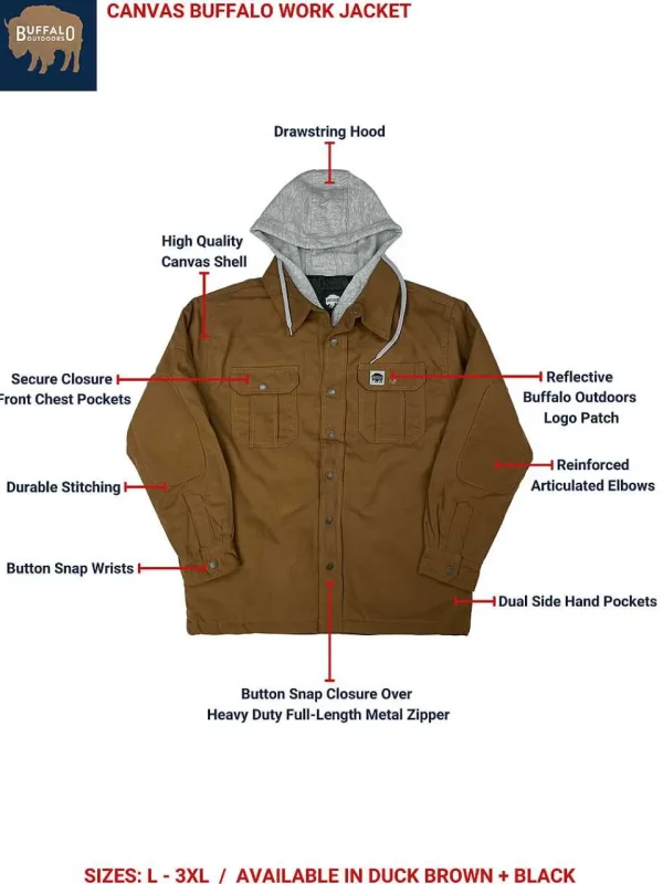 Buffalo Outdoors Men's Jackets^® Workwear Canvas Buffalo Work Jacket-Duck Brown