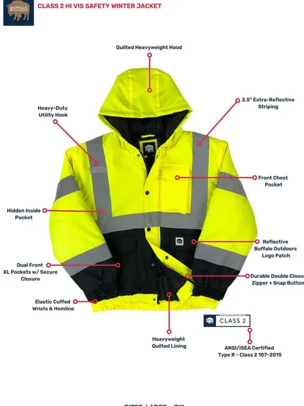 Buffalo Outdoors Men's Jackets^® Workwear Class 2 Hi Vis Safety Winter Jacket