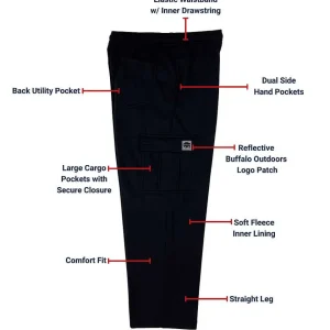 Buffalo Outdoors Pants^® Workwear Fleece Cargo Pants-Black