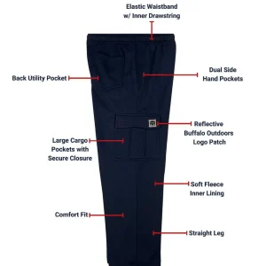 Buffalo Outdoors Pants^® Workwear Fleece Cargo Pants-Navy Blue